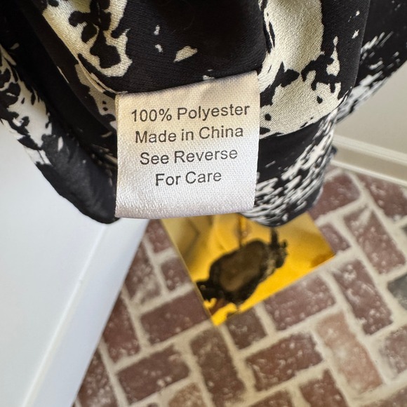 Parker Women's Dress Small Black White Print Ruched Cold‎ Shoulder Short Mini - Picture 7 of 7